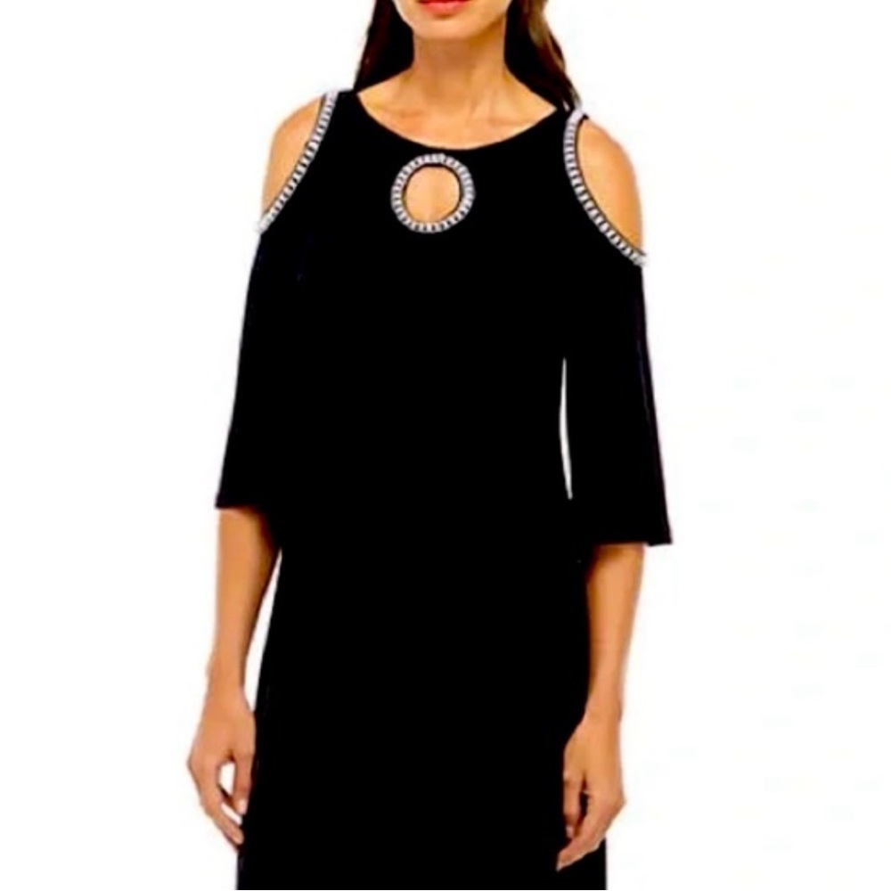 JBS Petite XL Cold Shoulder Cocktail Dress with Embellishments - Picture 1 of 7
